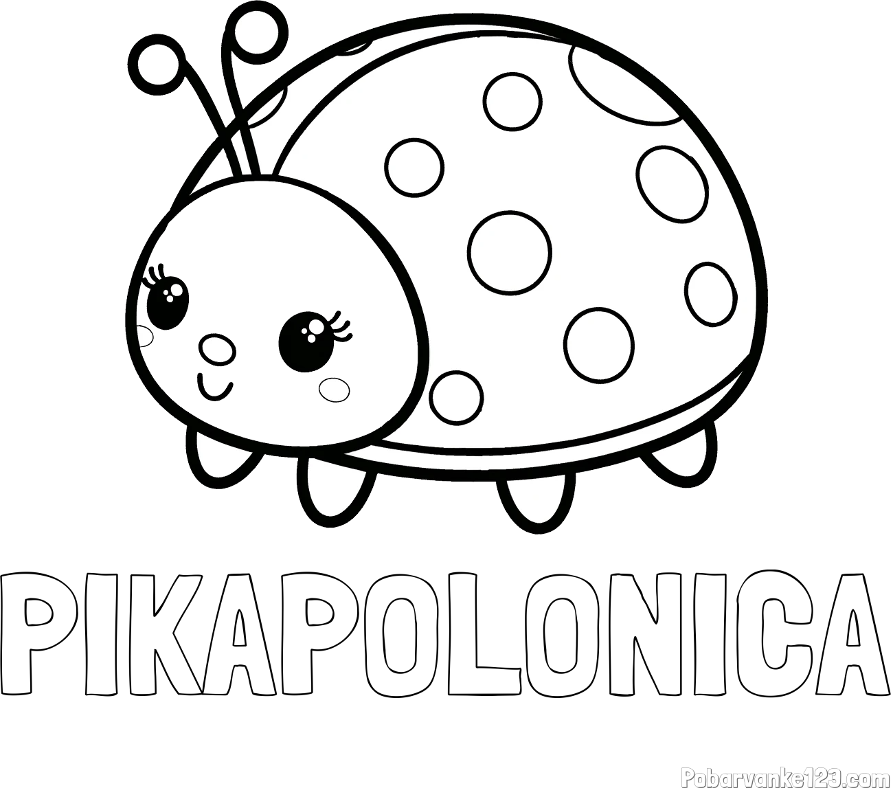 Pobarvanka imena PIKAPOLONICA in pobarvanka ljubke pikapolonice