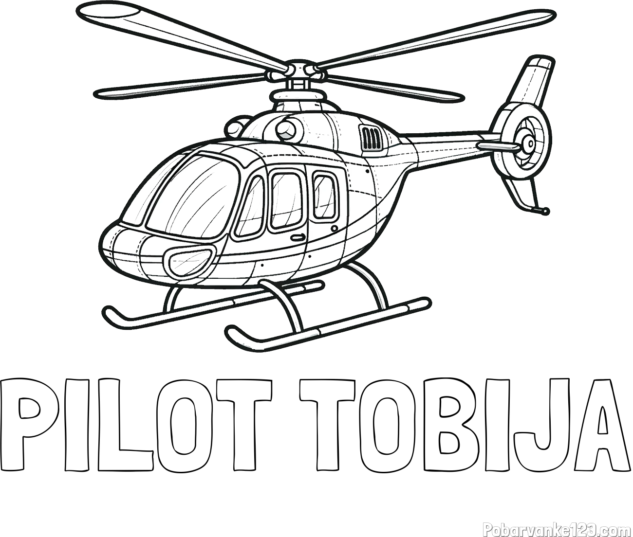 Pobarvanka imena PILOT TOBIJA in pobarvanka sodobnega helikopterja