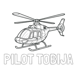 Online izdelana pobarvanka - Pobarvanka imena PILOT TOBIJA in pobarvanka sodobnega helikopterja