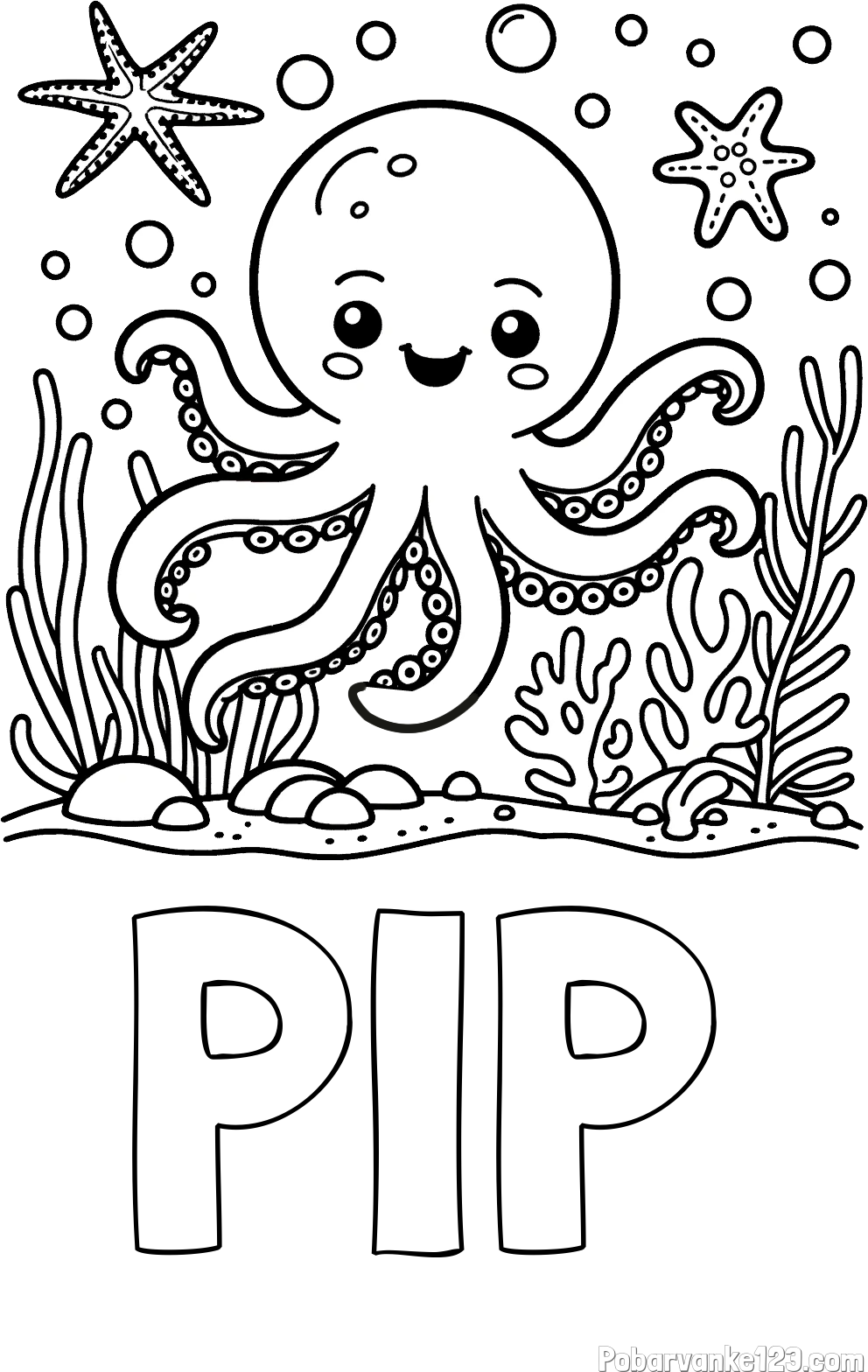 Pobarvanka imena PIP in pobarvanka hobotnice