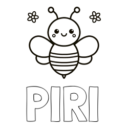 Online izdelana pobarvanka - Pobarvanka imena PIRI in otroška pobarvanka čebele