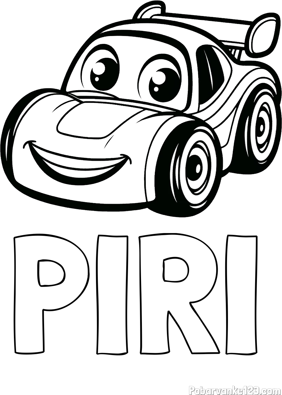Pobarvanka imena PIRI in pobarvanka otroškega avtomobila