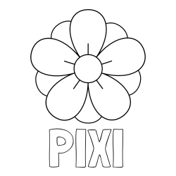 Online izdelana pobarvanka - Pobarvanka imena PIXI in pobarvanka lepega cveta