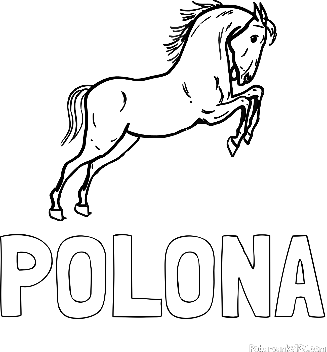 Pobarvanka imena POLONA in pobarvanka konja v skoku