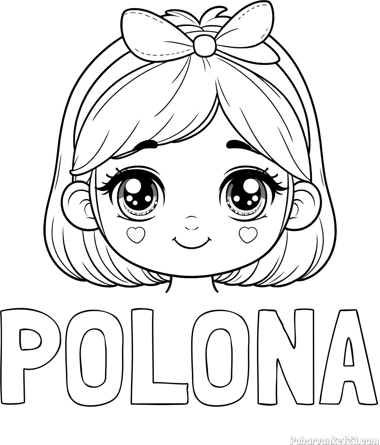 Pobarvanka imena POLONA in pobarvanka obraza ljubke punčke