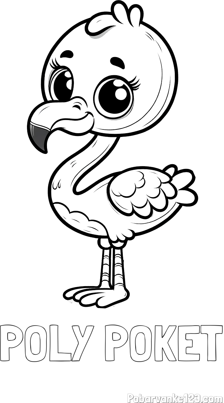 Pobarvanka imena POLY POKET in pobarvanka majhnega flaminga