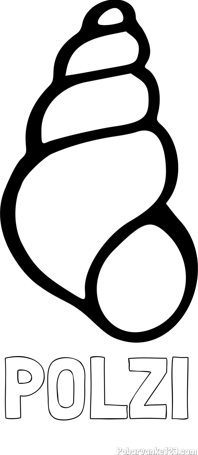 Pobarvanka imena POLŽI in pobarvanka školjke morskega polžka