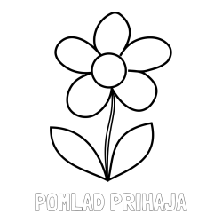 Online izdelana pobarvanka - Pobarvanka imena POMLAD PRIHAJA in pobarvanka lepe cvetlice