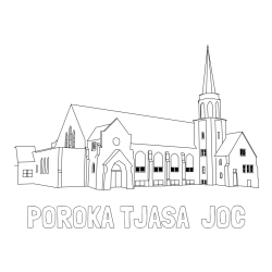 Online izdelana pobarvanka - Pobarvanka imena POROKA TJAŠA  JOC in pobarvanka velike cerkve