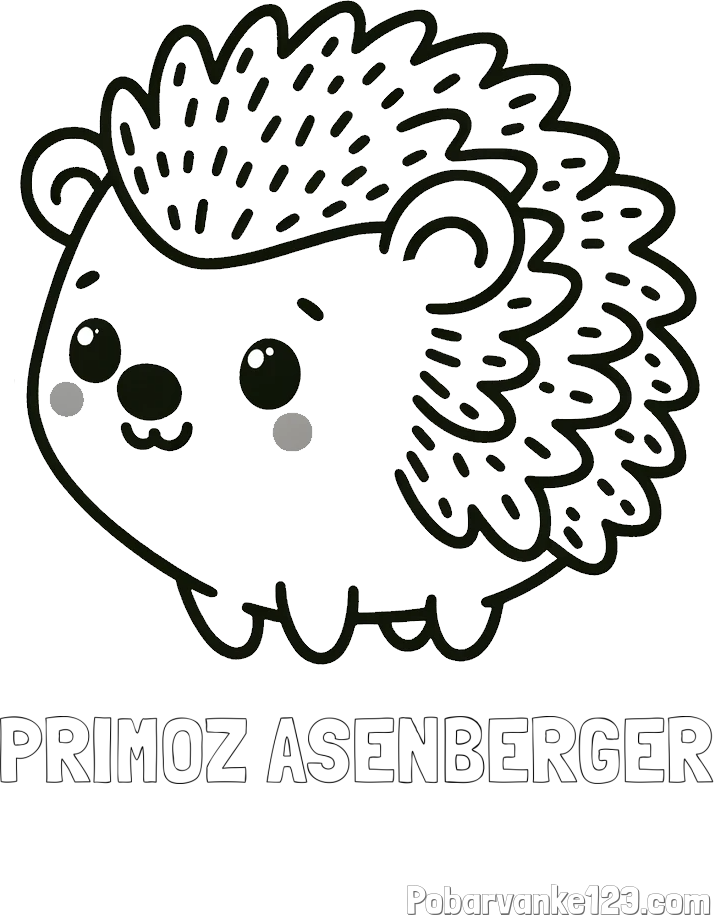 Pobarvanka imena PRIMOŽ AŠENBERGER in pobarvanka ljubkega ježka