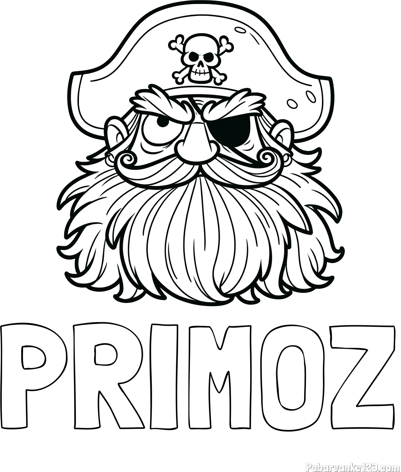 Pobarvanka imena PRIMOŽ in pobarvanka gusarja