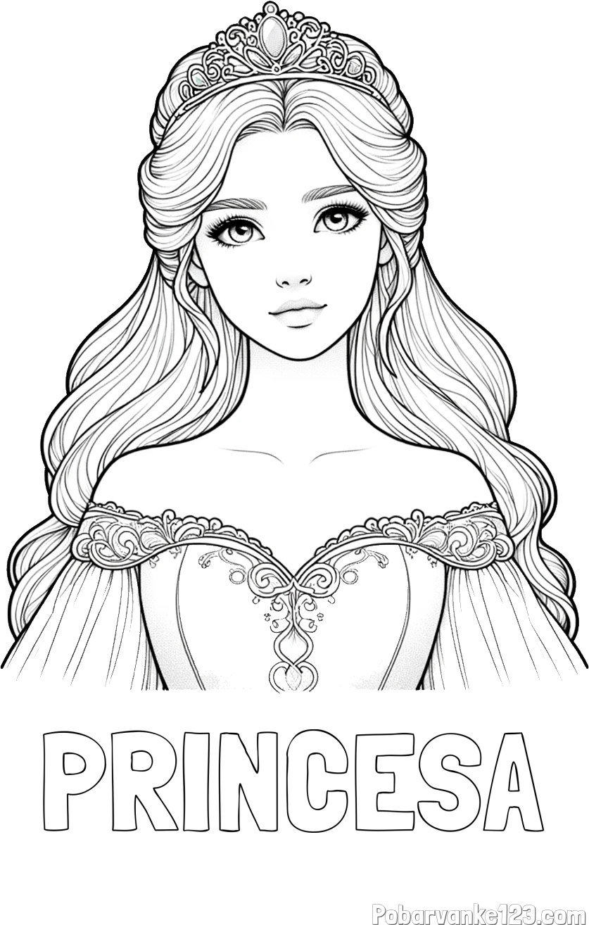 Pobarvanka imena PRINCESA in pobarvanka realistične princese