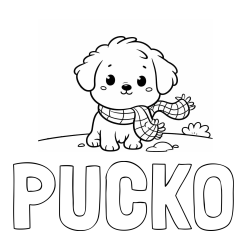 Online izdelana pobarvanka - Pobarvanka imena PUCKO in pobarvanka prikupnega psička