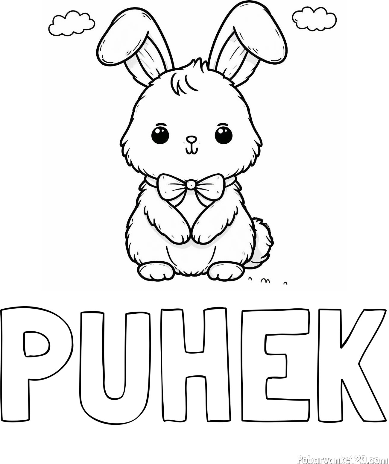 Pobarvanka imena PUHEK in pobarvanka prikupnega zajčka