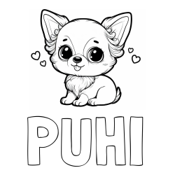 Online izdelana pobarvanka - Pobarvanka imena PUHI in pobarvanka čivave