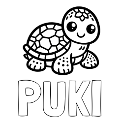 Online izdelana pobarvanka - Pobarvanka imena PUKI in otroška pobarvanka želve
