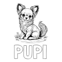 Online izdelana pobarvanka - Pobarvanka imena PUPI in pobarvanka ljubke čivave