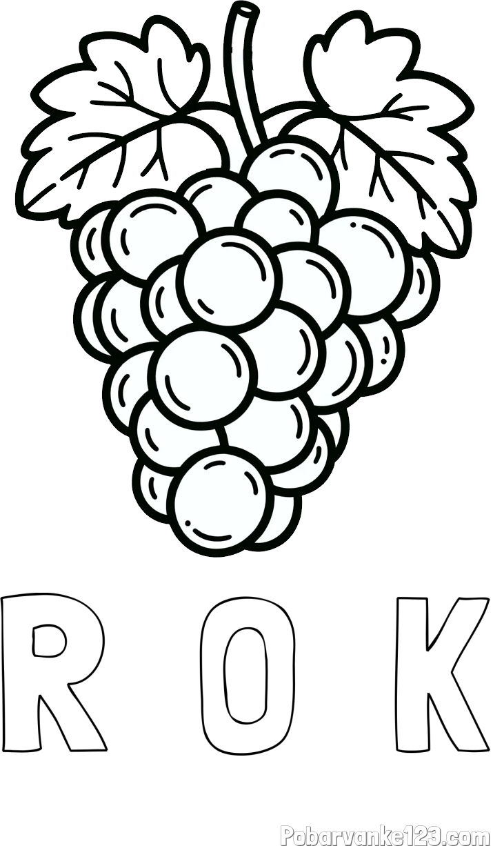 Pobarvanka imena R  O  K in otroška pobarvanka grozdja