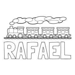 Online izdelana pobarvanka - Pobarvanka imena RAFAEL in pobarvanka vlaka