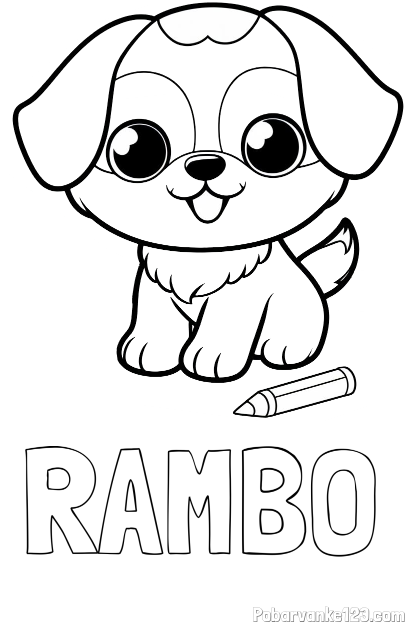 Pobarvanka imena RAMBO in pobarvanka prikupnega kužka