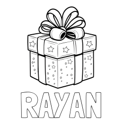Online izdelana pobarvanka - Pobarvanka imena RAYAN in pobarvanka božičnega darila