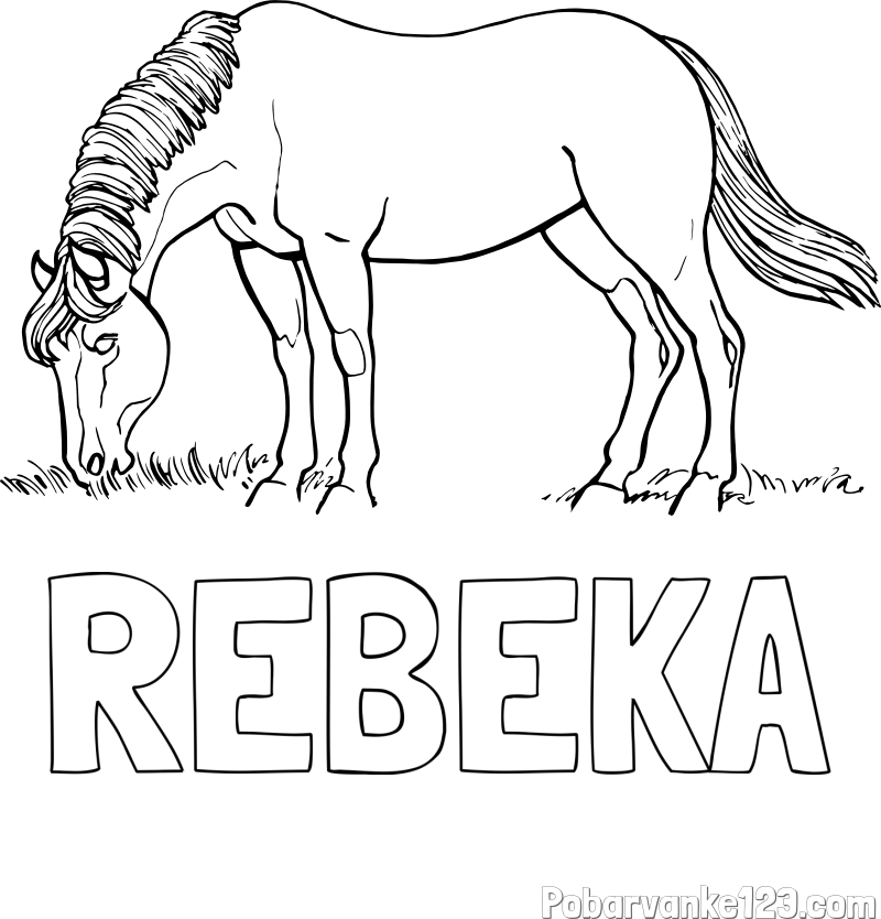 Pobarvanka imena REBEKA in pobarvanka konja med pašo