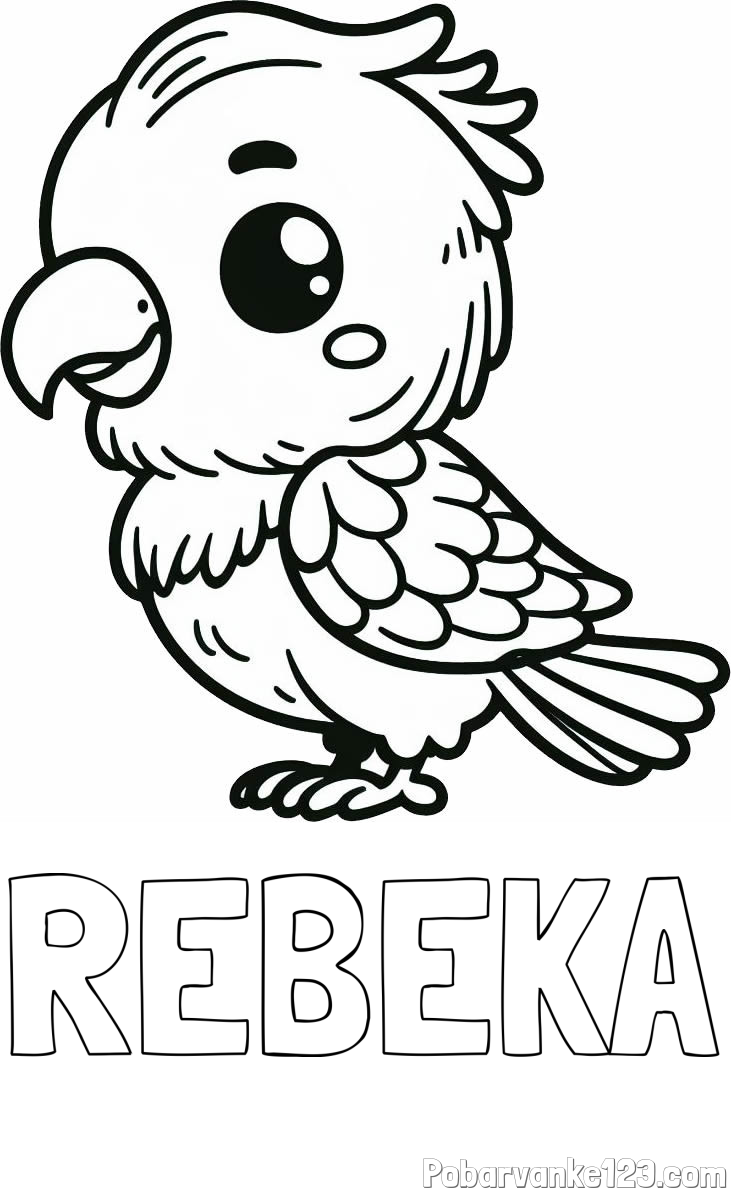 Pobarvanka imena REBEKA in pobarvanka ljubkega papagaja