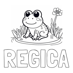 Online izdelana pobarvanka - Pobarvanka imena REGICA in pobarvanka žabe