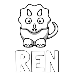 Online izdelana pobarvanka - Pobarvanka imena REN in pobarvanka dinozavra triceratops