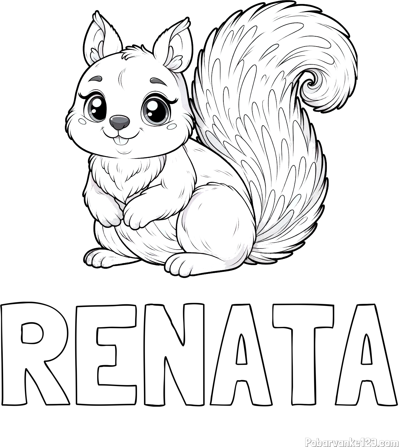 Pobarvanka imena RENATA in pobarvanka prikupne veverice