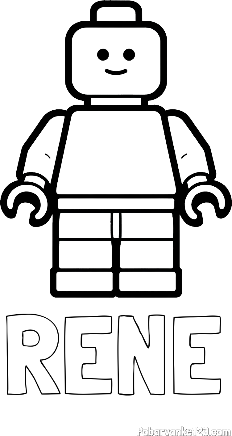 Pobarvanka imena RENE in pobarvanka LEGO figurice fanta