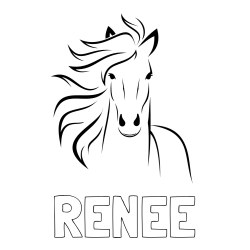 Online izdelana pobarvanka - Pobarvanka imena RENEE in lepa pobarvanka konja