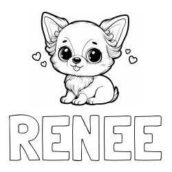 Online izdelana pobarvanka - Pobarvanka imena RENEE in pobarvanka čivave