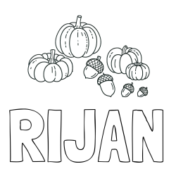 Online izdelana pobarvanka - Pobarvanka imena RIJAN in pobarvanka buč in želoda