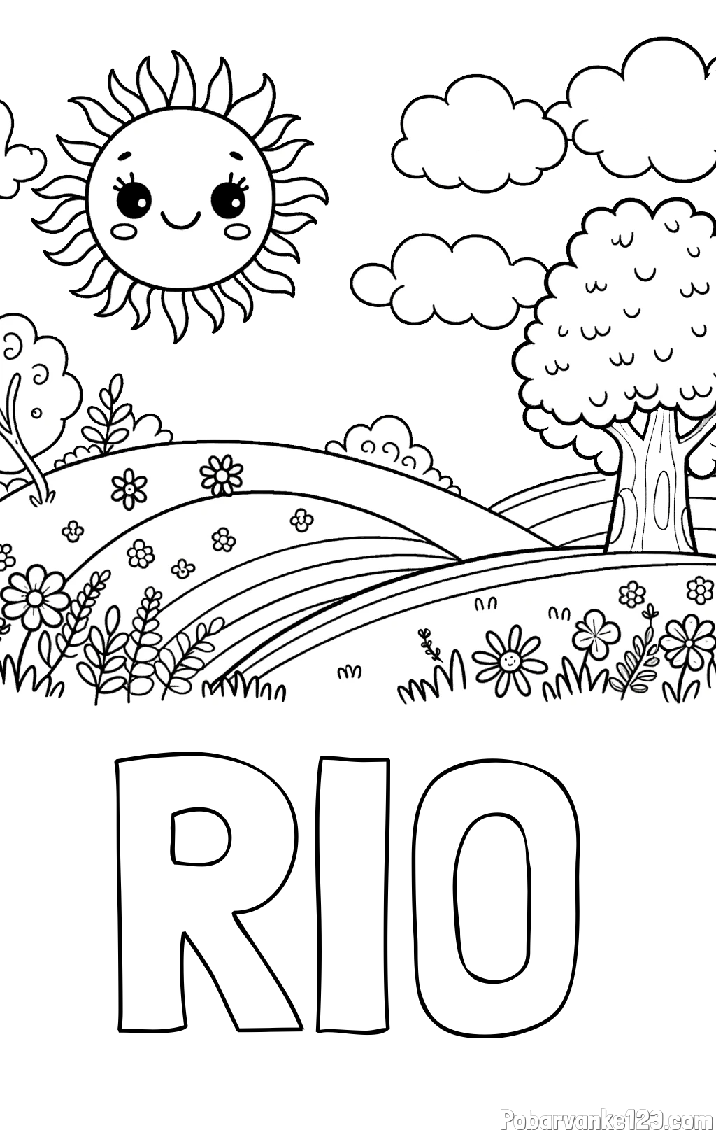Pobarvanka imena RIO in otroška pobarvanka narave