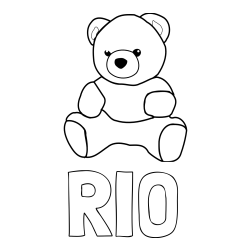 Online izdelana pobarvanka - Pobarvanka imena RIO in pobarvanka medvedka