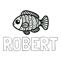 Online izdelana pobarvanka - Pobarvanka imena ROBERT in otroška pobarvanka ribe