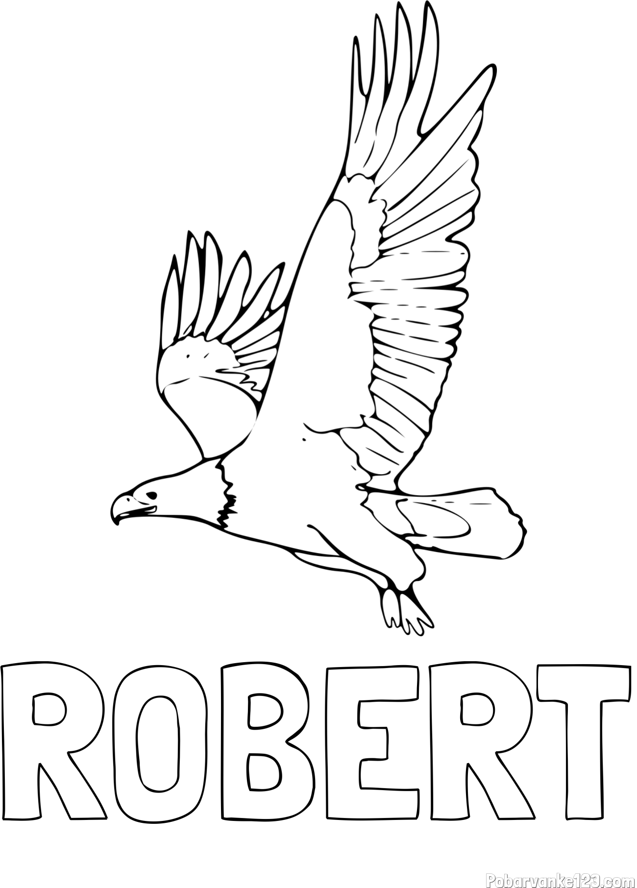 Pobarvanka imena ROBERT in pobarvanka orla v letu