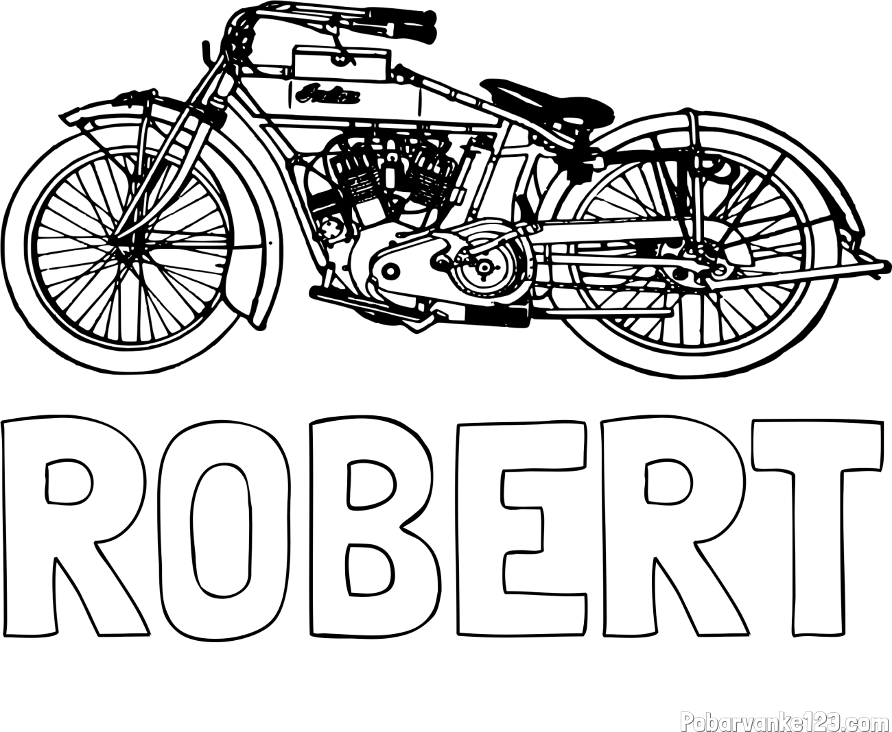 Pobarvanka imena ROBERT in pobarvanka starega motorja