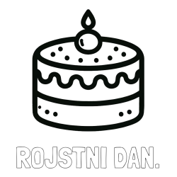 Online izdelana pobarvanka - Pobarvanka imena ROJSTNI DAN. in otroška pobarvanka majhne torte