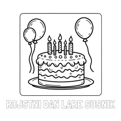 Online izdelana pobarvanka - Pobarvanka imena ROJSTNI DAN LARE SUŠNIK in pobarvanka torte za 5. rojstni dan