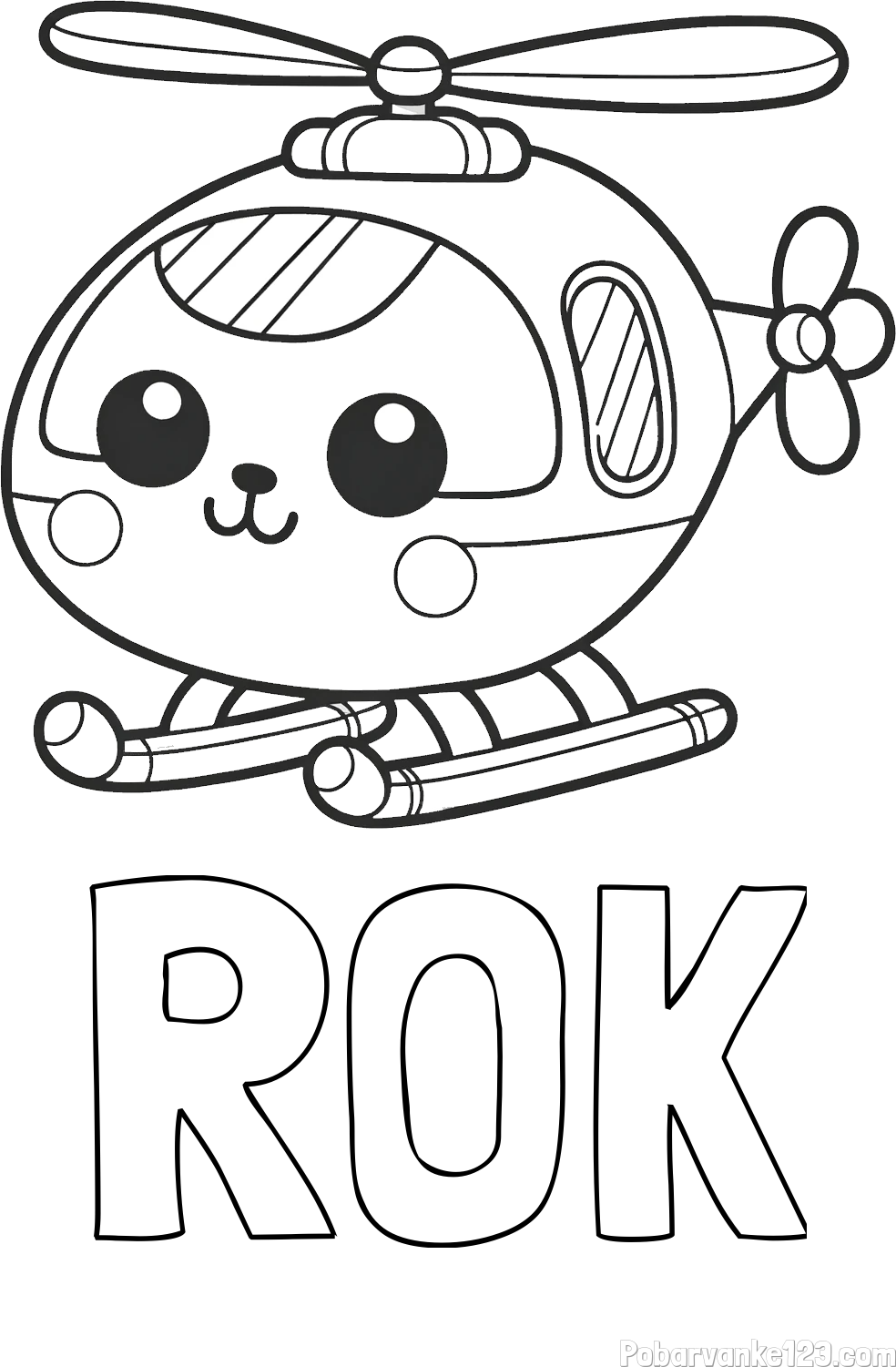 Pobarvanka imena ROK in otroška pobarvanka helikopterja