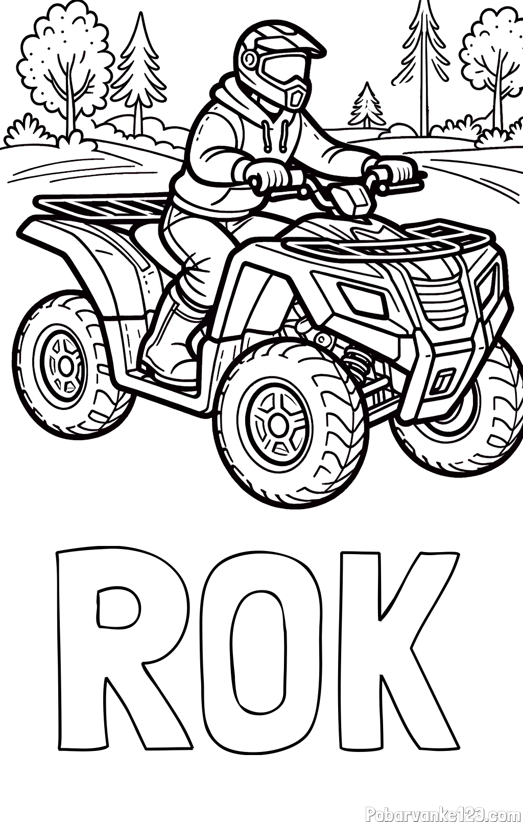 Pobarvanka imena ROK in pobarvanka motorista na štirikolesniku