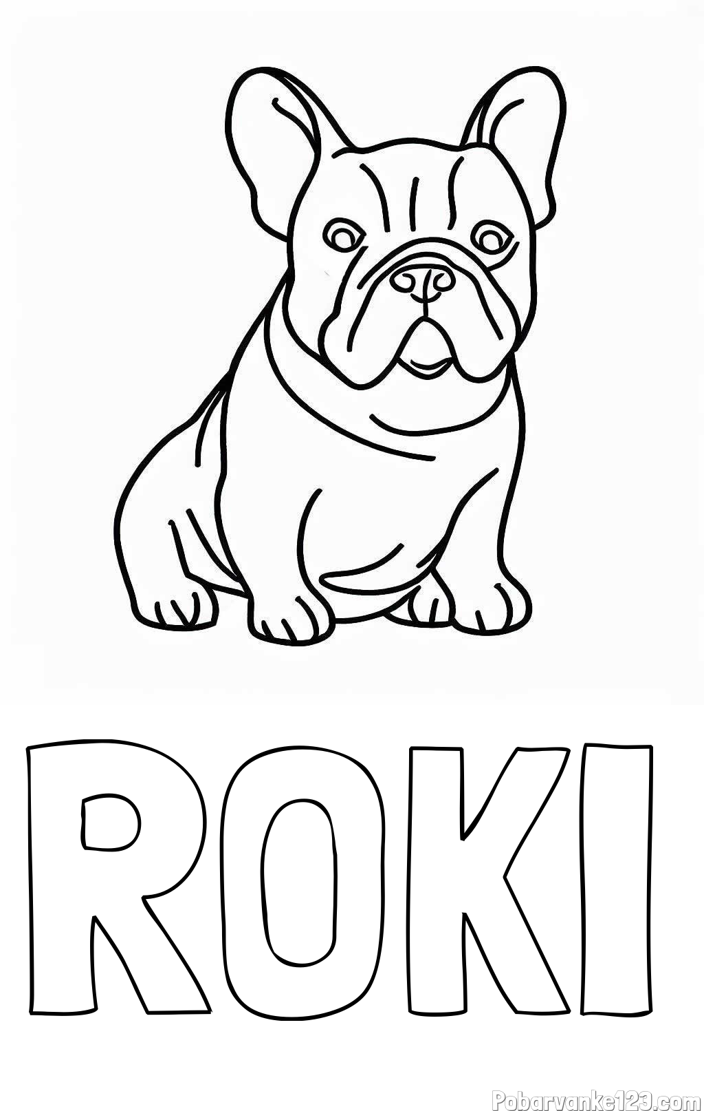 Pobarvanka imena ROKI in pobarvanka francoskega buldoga