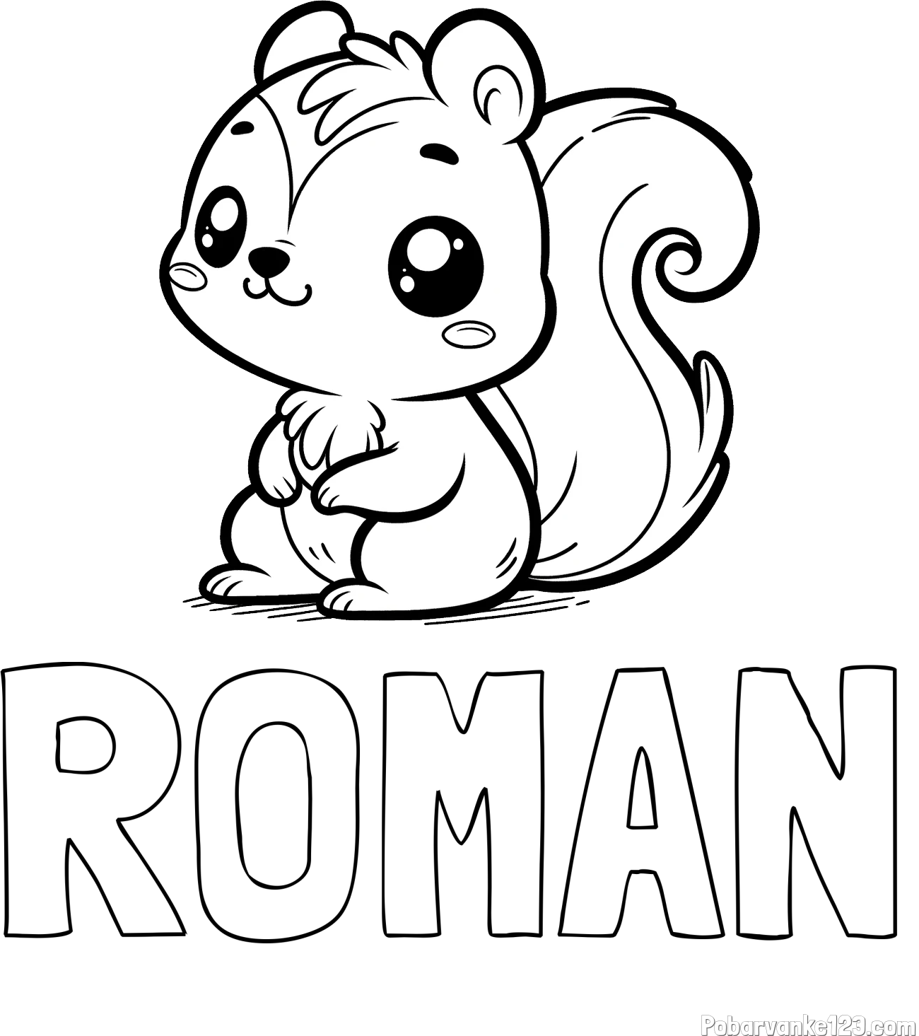 Pobarvanka imena ROMAN in pobarvanka veverice