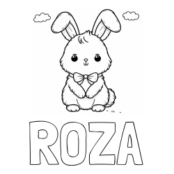 Online izdelana pobarvanka - Pobarvanka imena ROZA in pobarvanka prikupnega zajčka