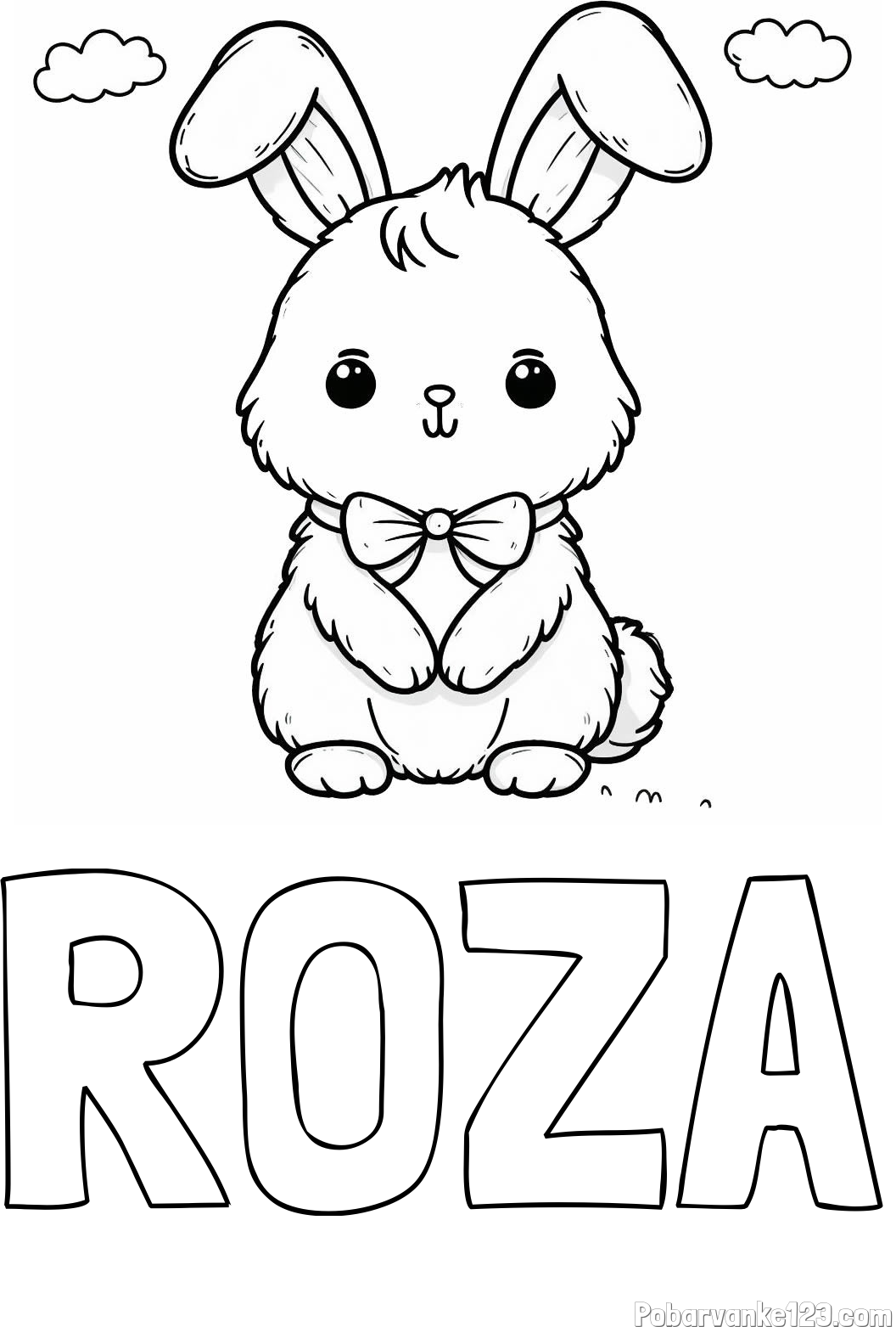 Pobarvanka imena ROZA in pobarvanka prikupnega zajčka