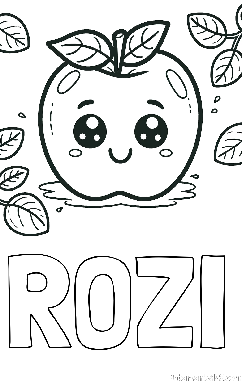 Pobarvanka imena ROZI in pobarvanka nasmejane jabolke