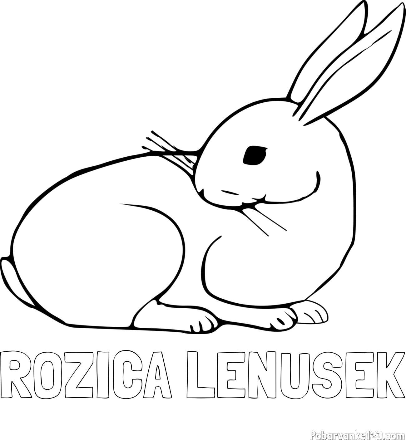 Pobarvanka imena ROŽICA LENUŠEK in pobarvanka zajčka, ki je nekaj opazil