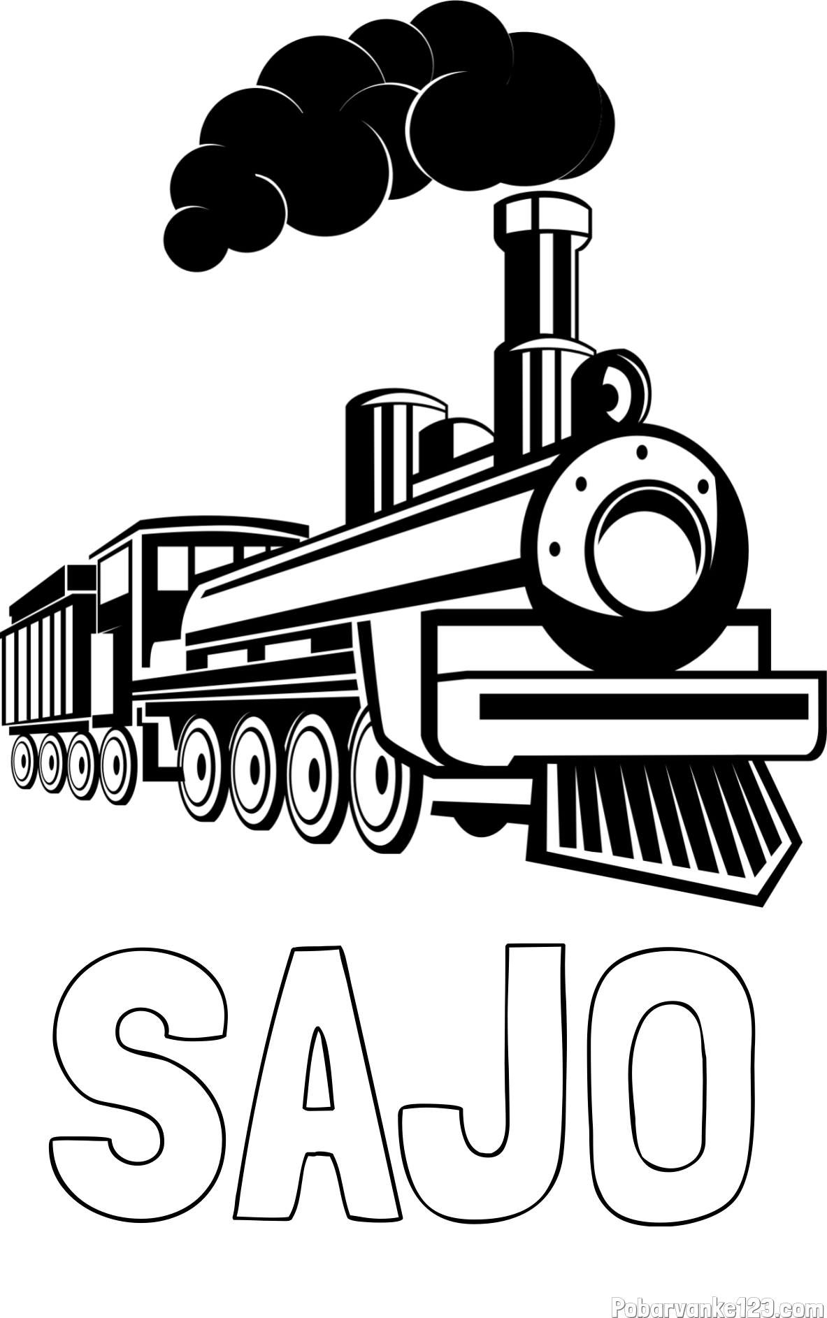 Pobarvanka imena SAJO in pobarvanka velike lokomotive